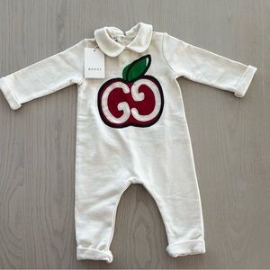 Gucci Kids Cream One Piece with Red Apple Design 6-9months!